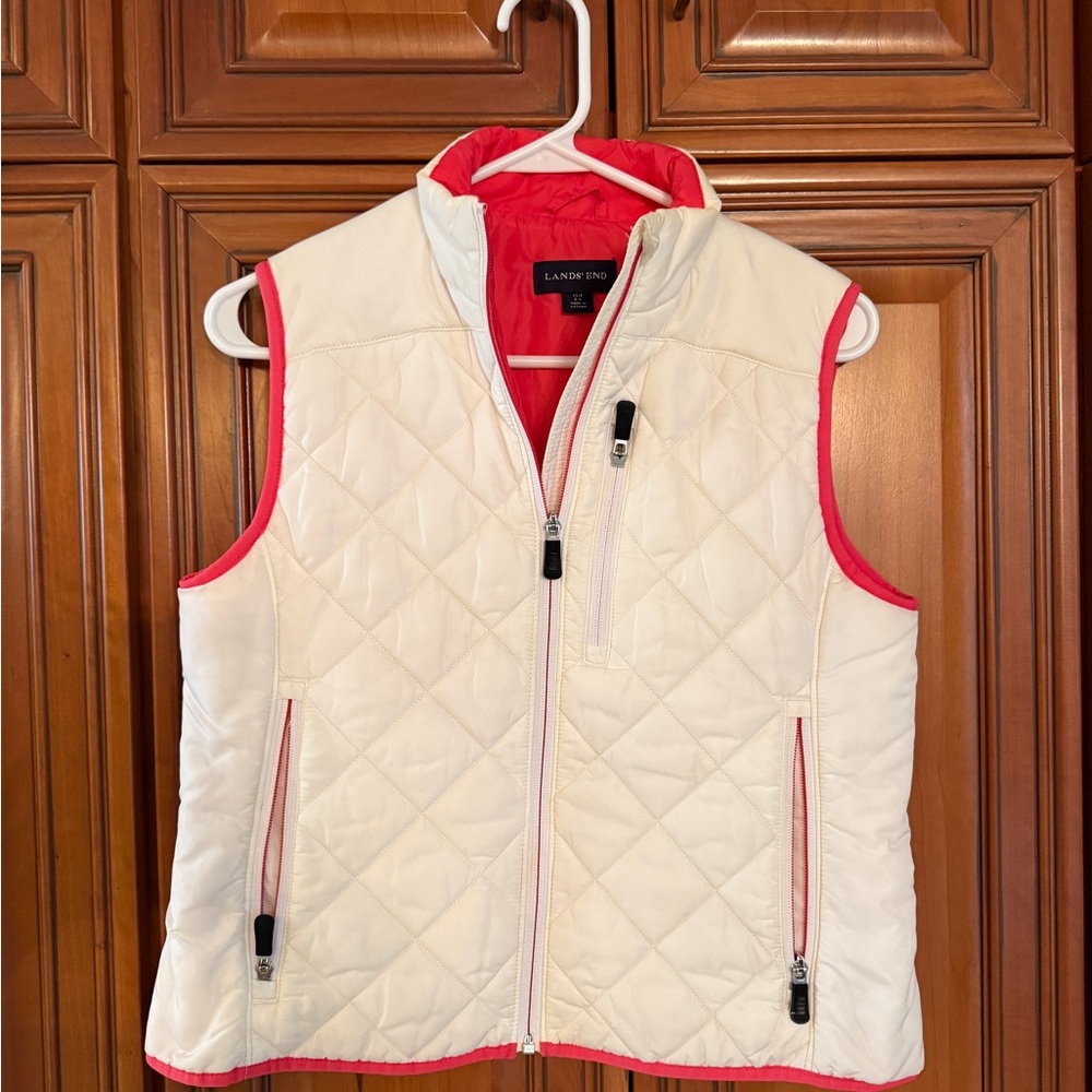 Guc White and Pink Quilted Vest